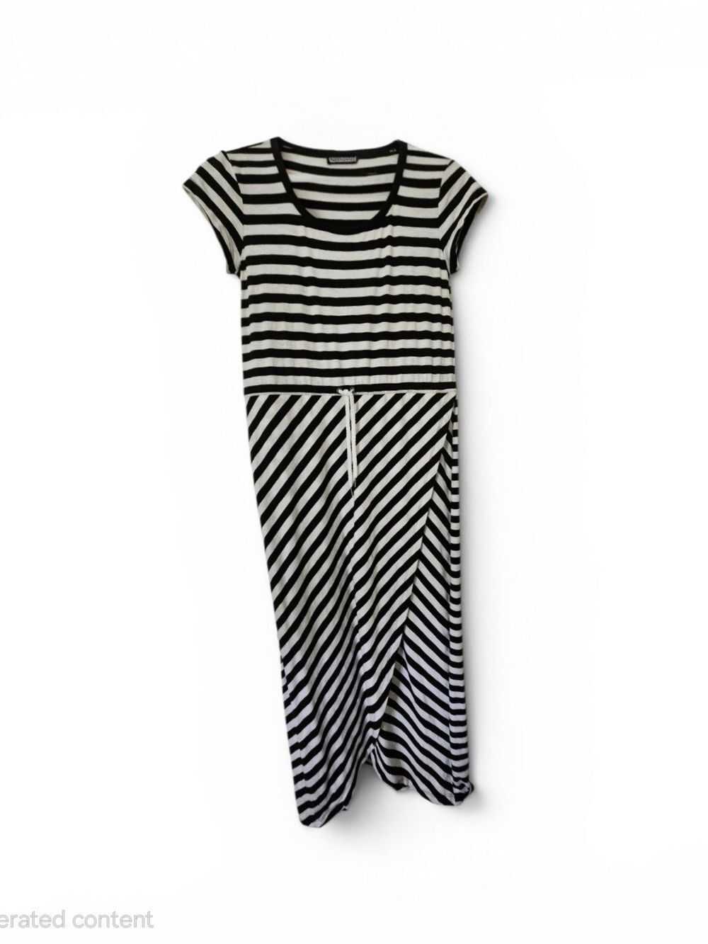 Talbots Striped Nautical Stretch Maxi Faux Wrap Dress Size SP